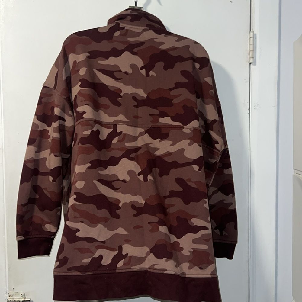 OLD NAVY Burgundy Camo 1/2 Zip Oversize French Terry Funnel Neck Sweatshirt-L - Picture 5 of 11